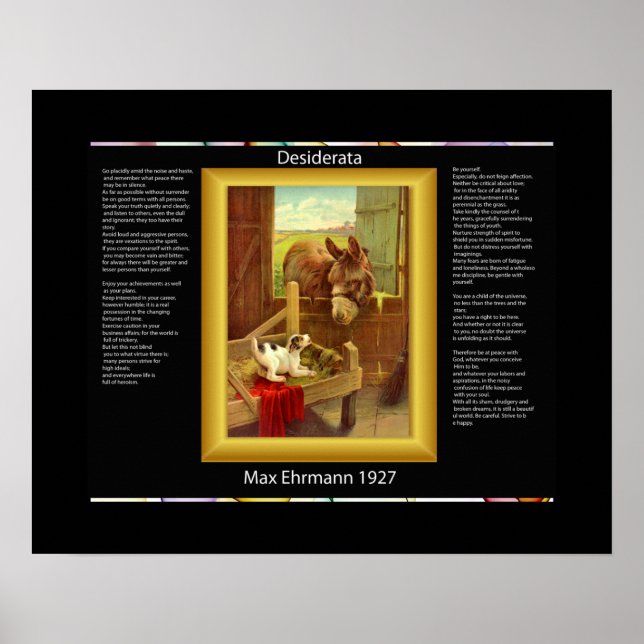 Posters d'ânes et de chiens DESIDERATA (Devant)