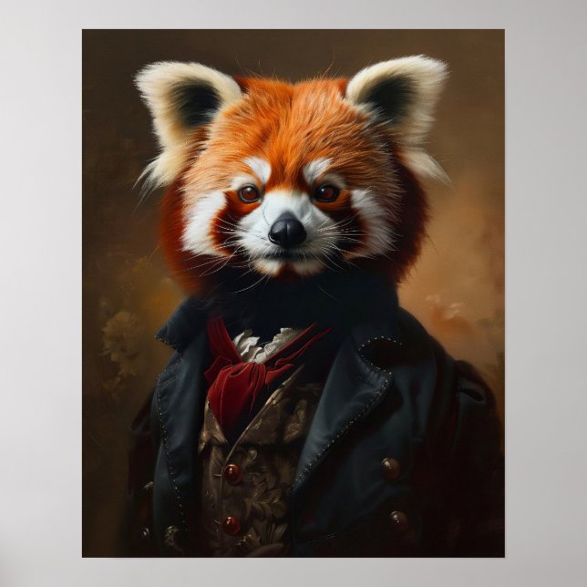 Posters de animaux habillés, Royal Red Panda (Devant)