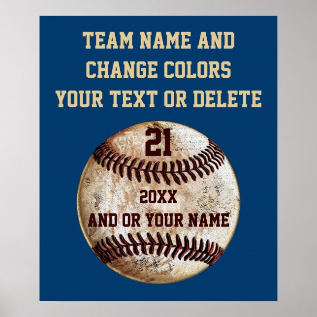 Posters de baseball personnalisés avec votre TEXTE (Devant)
