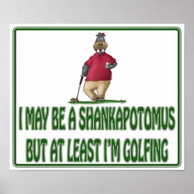 Posters de golf amusants : Shankapotomus Hippo (Devant)