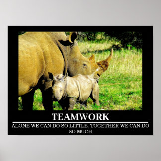 Posters de motivation faunique Rhinos Travail d'éq