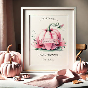 Posters en Baby shower Citrouille rose