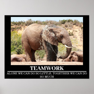 Posters Motivation Faune Elephant Travail d'équipe
