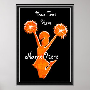 Posters Pom-pom girl orange, VOTRE TEXTE, COULEURS
