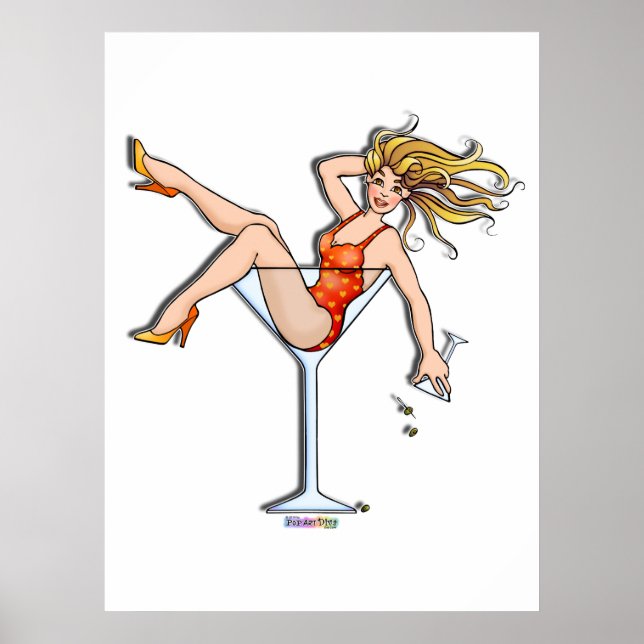 Posters, Prints - Girl in a Martini Glass, Olivia (Front)