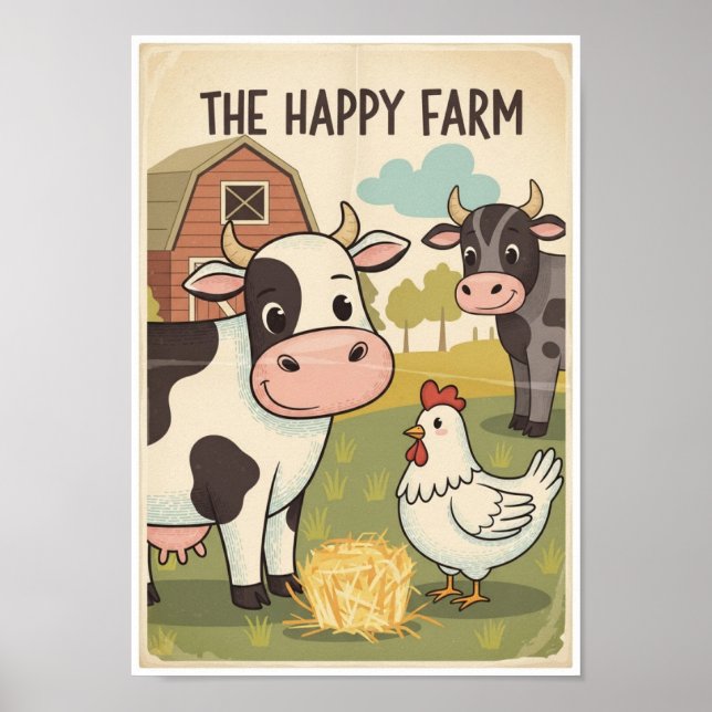 Posters Vintage Farm Animal Print (Front)