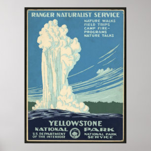 Posters vintage, geyser de parc national de