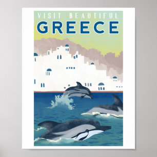 Posters vintage Grèce Voyage Aquarelle