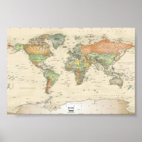 World Maps Posters, Prints & Poster Printing | Zazzle CA