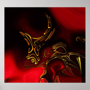 Posters ZIZAGO Art Abstrait Rouge Noir Or 2