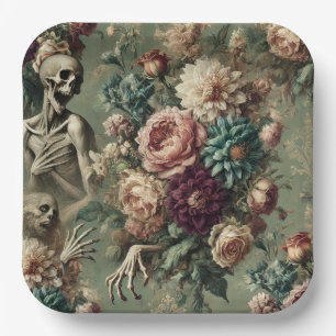 Posthumous Heartache – Gothic Floral Design Paper Plate