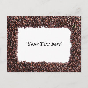 Postkarte mit Kaffebohnen und Textfeld Postcard