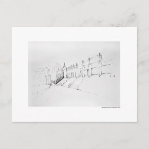 Postkarte Zeichnung Bleistift Hannover Landschaft Postcard