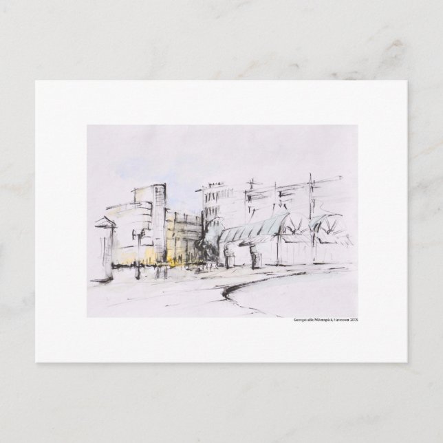 Postkarte Zeichnung Bleistift Hannover Landschaft Postcard (Front)