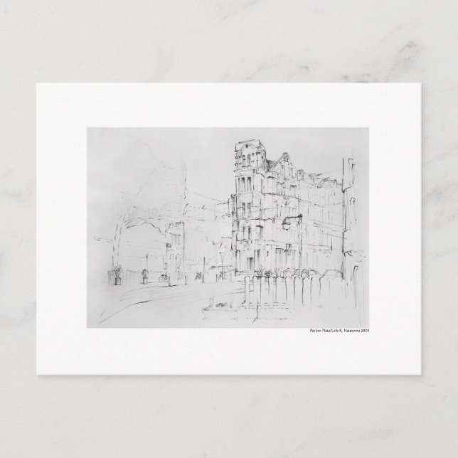 Postkarte Zeichnung Bleistift Hannover Landschaft Postcard (Front)