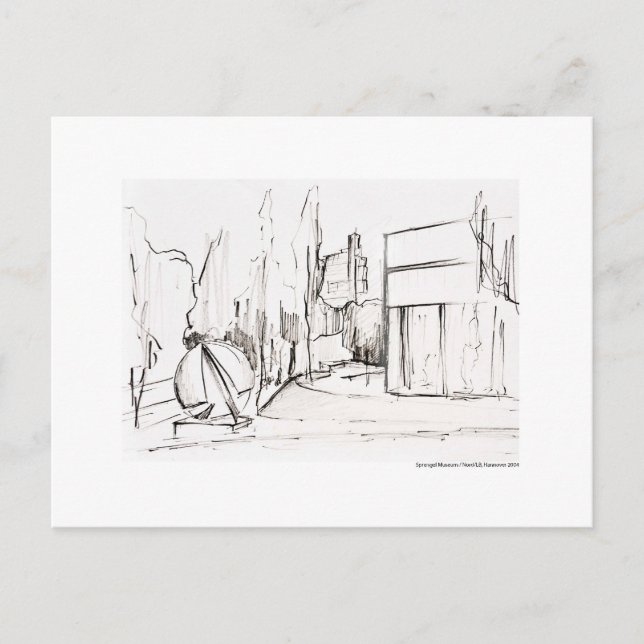 Postkarte Zeichnung Bleistift Hannover Landschaft Postcard (Front)