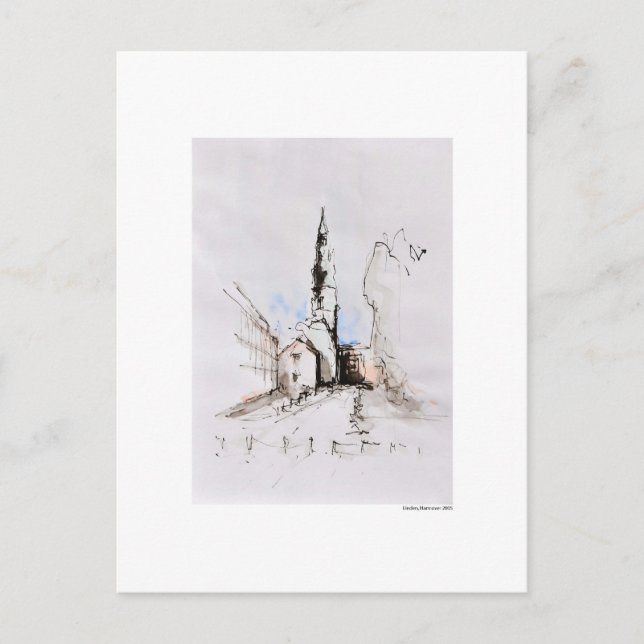 Postkarte Zeichnung Bleistift Hannover Landschaft Postcard (Front)