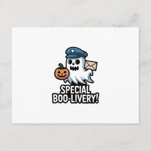 Postman Boo – Spooky Cute Halloween Ghost Delivery Holiday Postcard