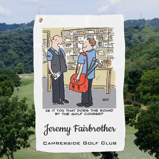 Postman Has Round Near Golf Course Golf Cartoon Golf Towel (Creator Uploaded)