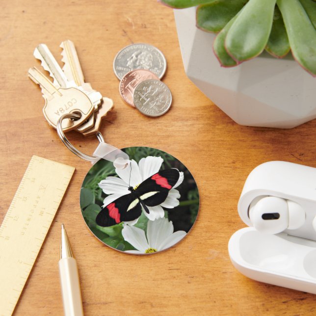 Postman Longwing Butterfly on Flower Keychain (Desk)