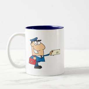 Postman postal worker cartoon mascot personalized Two-Tone coffee mug