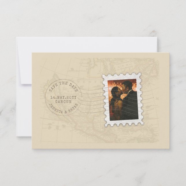 Postmark and Photo Stamp Travel Save the Date (Front)