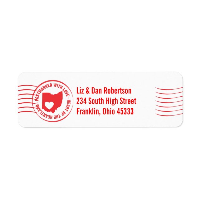 Postmark OHIO Heart of the Heartland Address Label (Front)