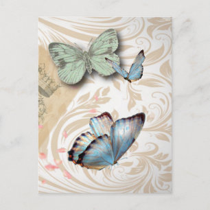 postmark scripts butterfly Paris Effiel Tower Postcard