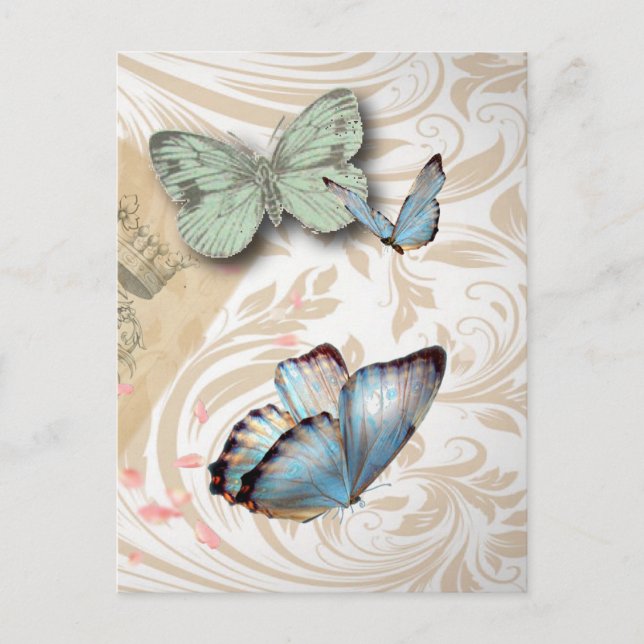 postmark scripts butterfly Paris Effiel Tower Postcard (Front)