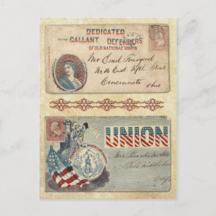 Postmarked Civil War Envelopes featuring Columbia Postcard