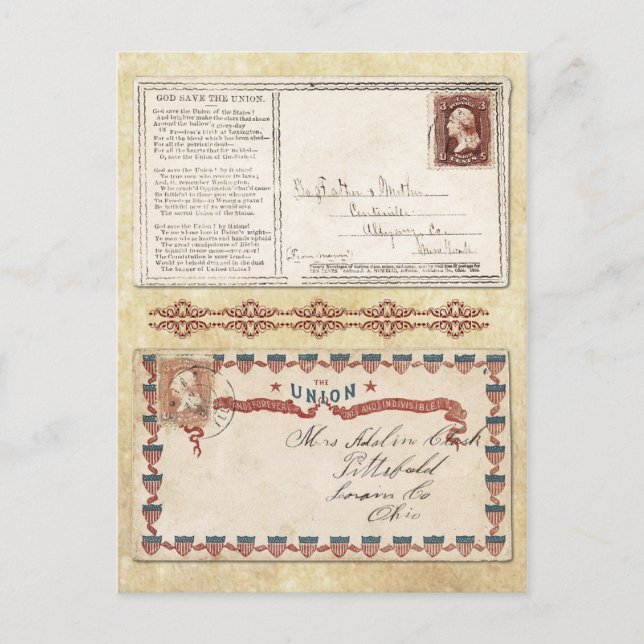 Postmarked Civil War Envelopes with the Union Postcard (Front)