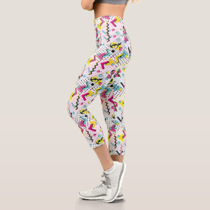 Postmodern Memphis Style Pattern Capri Leggings
