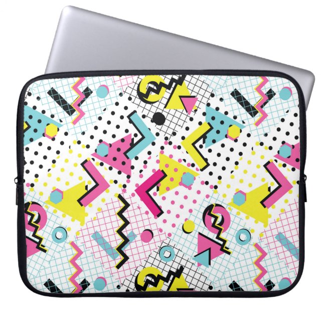 Postmodern Memphis Style Pattern Laptop Sleeve (Front)