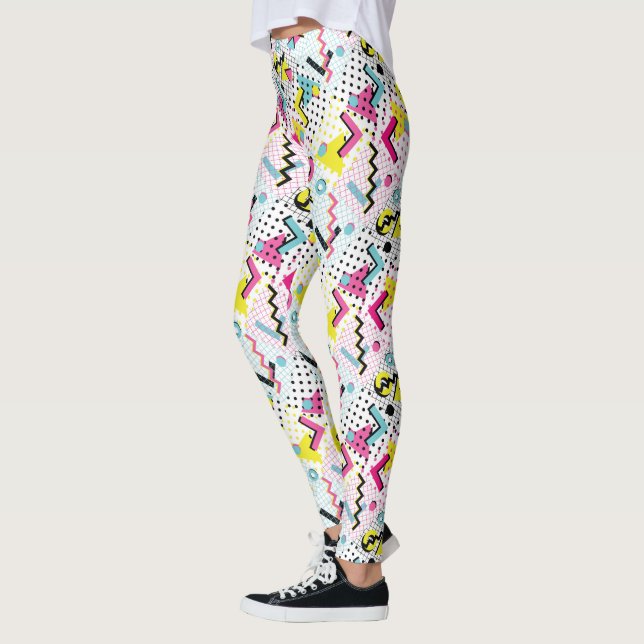 Postmodern Memphis Style Pattern Leggings (Left)