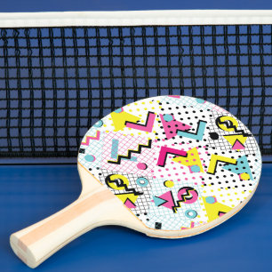 Postmodern Memphis Style Pattern Ping Pong Paddle