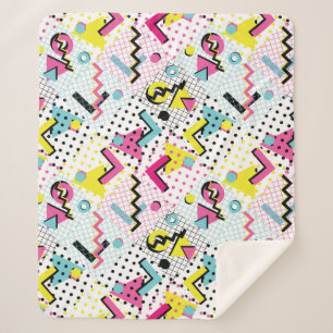 Postmodern Memphis Style Pattern Sherpa Blanket