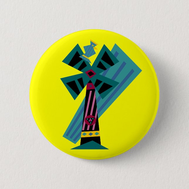 Postmodern Palm Bird Sans Background 2 Inch Round Button (Front)