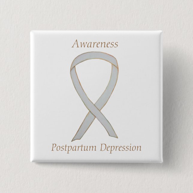 Postpartum Depression Awareness Custom Ribbon Pin (Front)