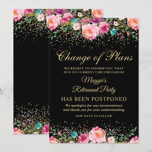 Postponed Announcement Floral Retirement Party (Front/Back)