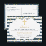Postponed Announcement Gold Blue First Communion Postcard<br><div class="desc">Postponed Announcement Gold Blue First Communion Postcard</div>