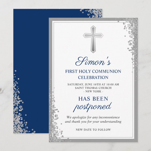 Postponed Announcement Silver First Holy Communion (Front/Back)