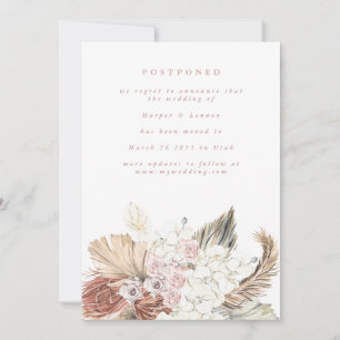 Postponed Blush Pink Bohemian Pampas Date Change Save The Date