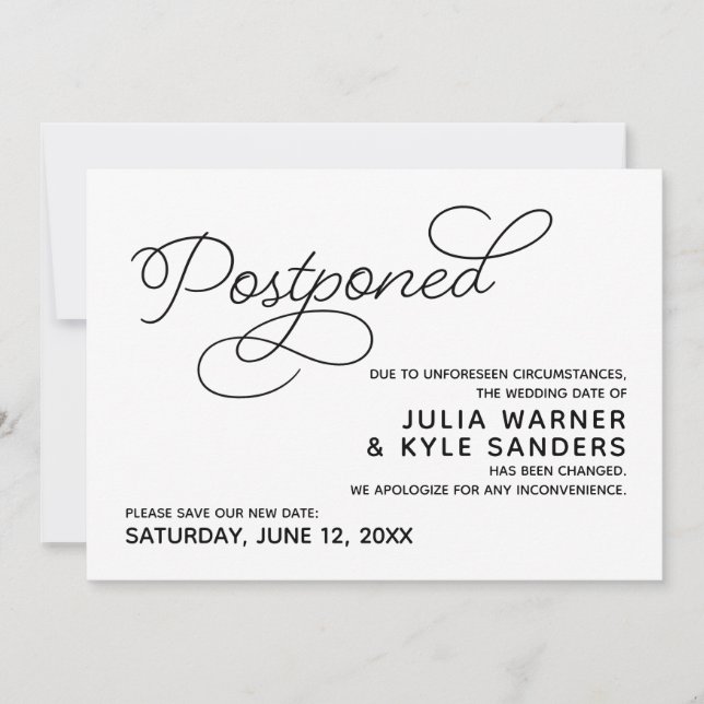 Postponed Wedding Announcement (Front)