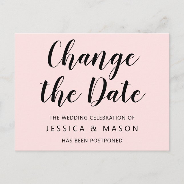 Postponed Wedding Announcement Change The Date Postcard (Front)