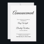 Postponed Wedding Announcement Elegant Card<br><div class="desc">Here's a simple card to notify your guests if it's become necessary to change your wedding date. Use the template fields to add your personal details and make this elegant, minimalist design your own. The white background can be changed to any colour you prefer. All fonts and colours are also...</div>