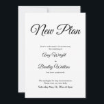 Postponed Wedding Announcement Elegant New Plan<br><div class="desc">Here's a simple card to notify your guests if it's become necessary to change your wedding date. Use the template fields to add your personal details and make this elegant, minimalist design your own. The white background can be changed to any colour you prefer. All fonts and colours are also...</div>