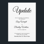 Postponed Wedding Announcement Elegant Update<br><div class="desc">Here's a simple card to notify your guests if it's become necessary to change your wedding date. Use the template fields to add your personal details and make this elegant, minimalist design your own. The white background can be changed to any colour you prefer. All fonts and colours are also...</div>