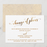 Postponed Wedding Change of Plans Gold & Hearts