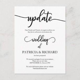 Postponed Wedding Date Update Announcement Postcard