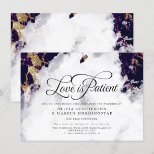 Postponed Wedding Deep Amethyst Watercolor Geode Invitation